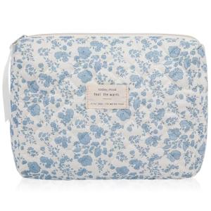 Blue Floral Large Makeup Organizer Bag