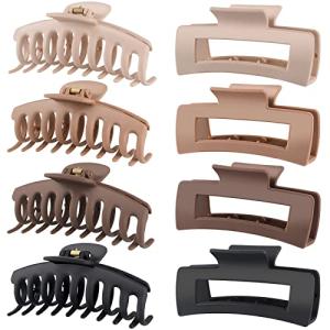 Set of 8 Matte Hair Claw Clips for Women