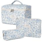 Floral Quilted Makeup Bag Set for Women