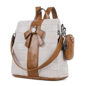 ZOCAI Brown PU Leather Anti-Theft Backpack Purse