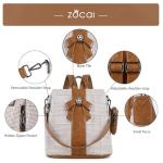 ZOCAI Brown PU Leather Anti-Theft Backpack Purse
