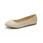 Gold Rhinestone Ballet Flats for Women