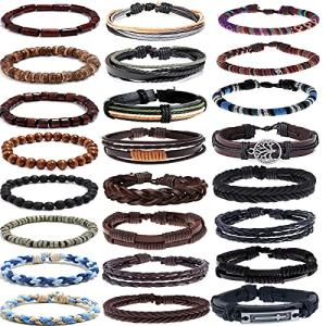 SONNYX 24 PCS Handmade Braided Leather Bracelets