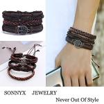 SONNYX 24 PCS Handmade Braided Leather Bracelets