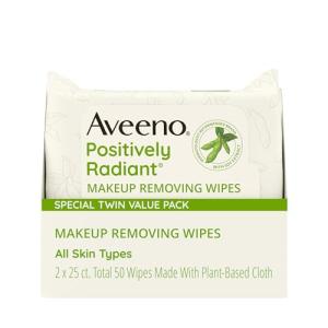 Aveeno Radiant Makeup Remover Wipes Twin Pack