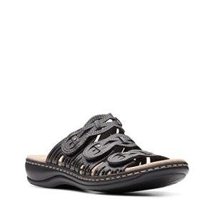 Clarks Women's Leisa Faye Black Leather Sandals