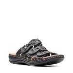 Clarks Women's Leisa Faye Black Leather Sandals