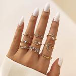 Gold Moon and Star Stackable Knuckle Ring Set