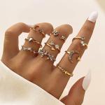 Gold Moon and Star Stackable Knuckle Ring Set