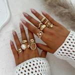 Stylish Gold Chunky Ring Set for Women