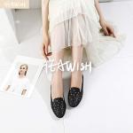 HEAWISH Floral Ballet Flats in Black and Beige