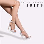 Silver Glitter Stiletto High Heel Sandals for Women
