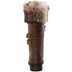 Brown Lace-Up Mid Calf Combat Boots for Women