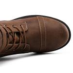 Brown Lace-Up Mid Calf Combat Boots for Women
