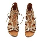 Gentle Souls Gold Leather Gladiator Sandal, Size 7.5