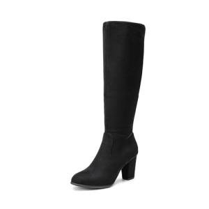 DREAM PAIRS Black Knee High Chunky Heel Boots