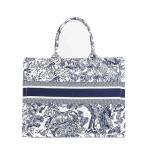 MOMEITU Luxury Blue Tote Bag with Embroidery