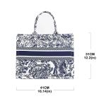 MOMEITU Luxury Blue Tote Bag with Embroidery