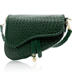 Woven Crocodile Leather Shoulder Bag – Green