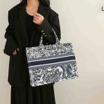 MOMEITU Luxury Blue Tote Bag with Embroidery
