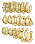 Gold Hoop Earring Set for Women - 9 Pairs
