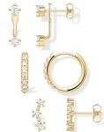 14K Gold Plated Huggie Hoop Earring Set