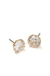 Kate Spade Sparkle Round Earrings, Clear/Gold
