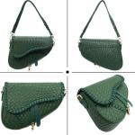 Woven Crocodile Leather Shoulder Bag – Green