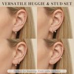 14K Gold Plated Huggie Hoop Earring Set