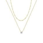 Gold Layered Necklace with CZ Pendant for Women
