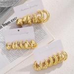 Gold Hoop Earring Set for Women - 9 Pairs
