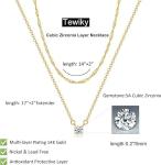 Gold Layered Necklace with CZ Pendant for Women