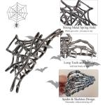 Black Spider Web Skeleton Skull Hair Clips Set