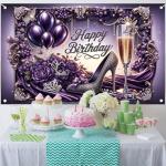 Glam Purple High Heel Birthday Party Backdrop
