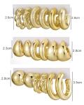 Gold Hoop Earring Set for Women - 9 Pairs