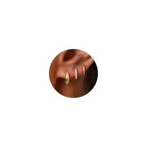 Gold Plated Small Huggie Hoop Earrings Set