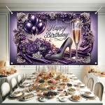 Glam Purple High Heel Birthday Party Backdrop