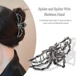 Black Spider Web Skeleton Skull Hair Clips Set