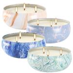 Triple Wick Marble-Style Citronella Candles Set