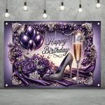 Glam Purple High Heel Birthday Party Backdrop