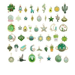 Julie Wang 30pcs Mixed Green Enamel Charms Set