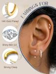 Trendy 14K Gold Plated Silver Earrings Set