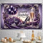 Glam Purple High Heel Birthday Party Backdrop