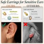 Gold Plated Small Huggie Hoop Earrings Set