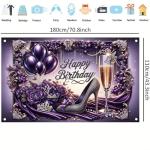Glam Purple High Heel Birthday Party Backdrop