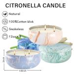 Triple Wick Marble-Style Citronella Candles Set