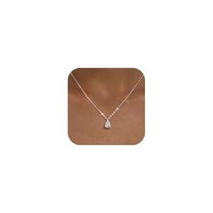 Silver Teardrop Necklace with Cubic Zirconia Charm