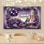 Glam Purple High Heel Birthday Party Backdrop