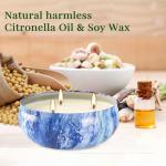 Triple Wick Marble-Style Citronella Candles Set