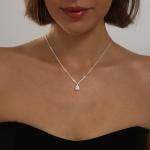 Silver Teardrop Necklace with Cubic Zirconia Charm